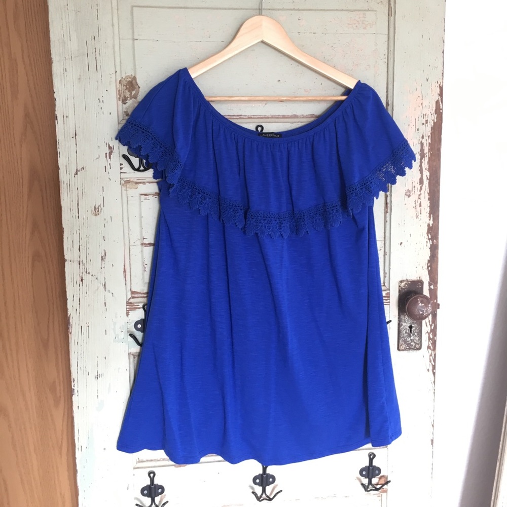 Lane Bryant Blue Off-Shoulder Top w/ Lace 18/20